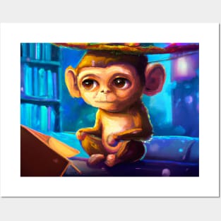 Cute Monkey Drawing Posters and Art